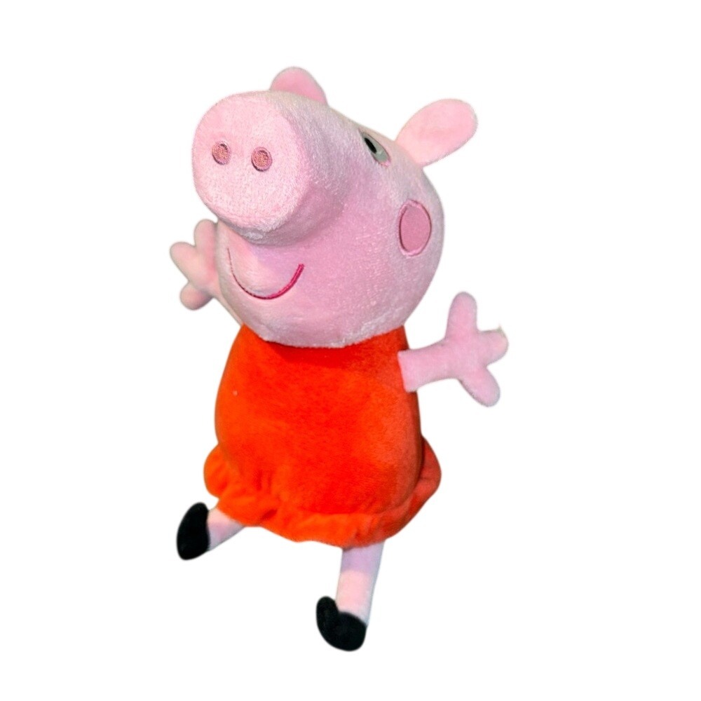 Peppa Pig Plush Stuffed Animal Toy Pink with Orange Dress Hasbro 8 Inch